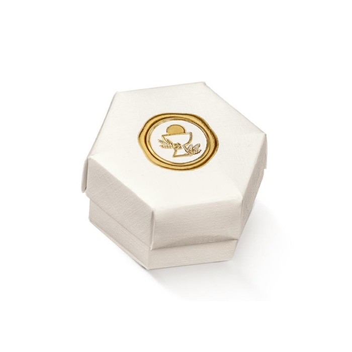 SCATOLA CARTONCINO ESAGONO 60X40 STAMPA  COMUNIONE